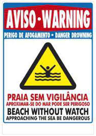 Aviso Praia sem vigilância