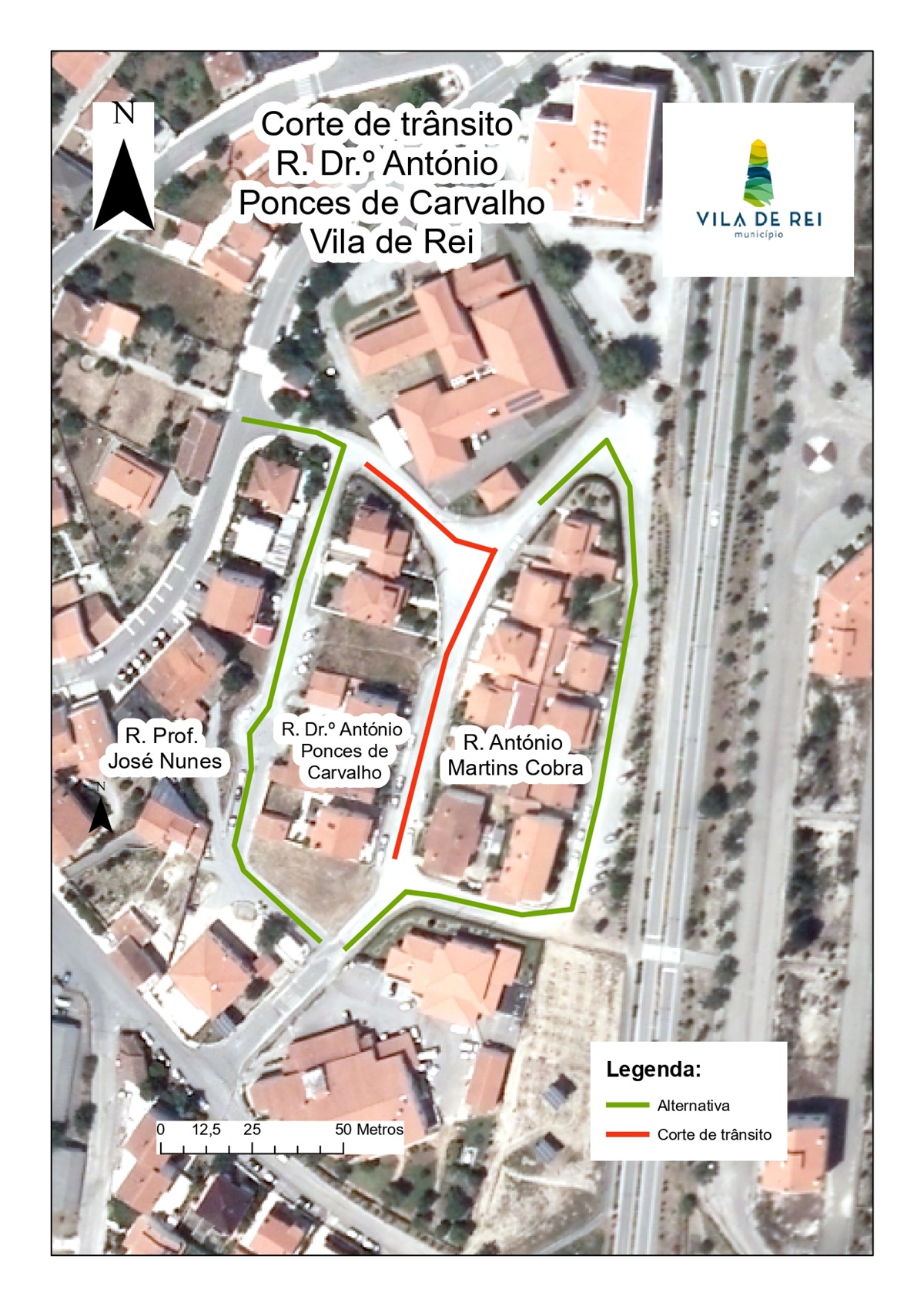 Corte de estradas em Vila de Rei