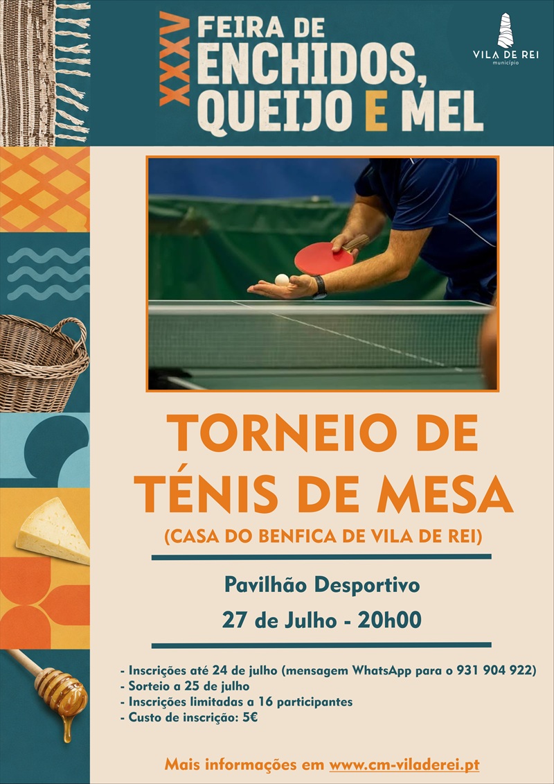 Torneio de Ténis de Mesa integra programação da XXXV Feira de Enchidos, Queijo e Mel